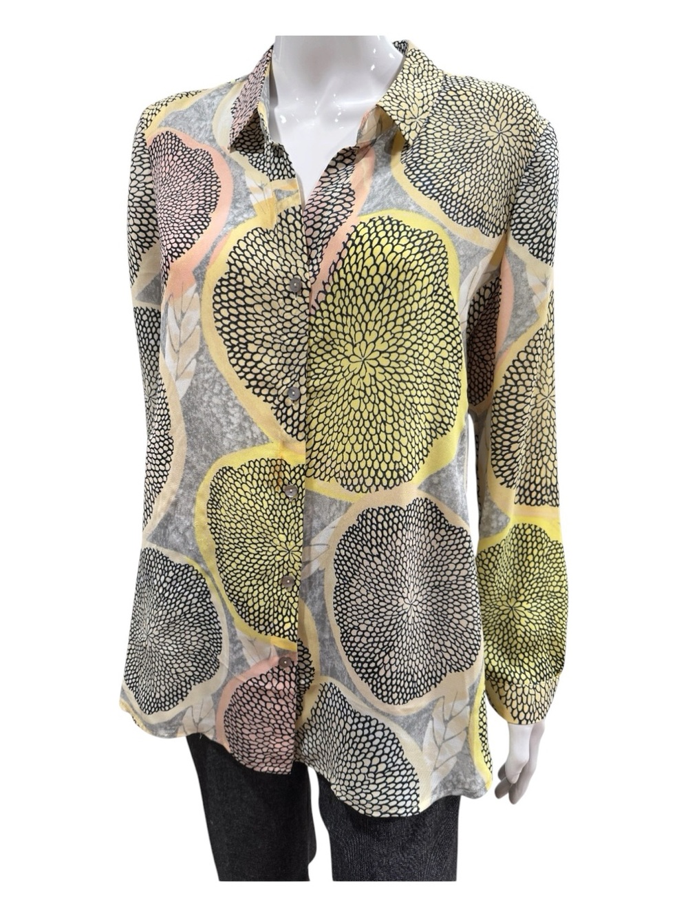 NIC + ZOE abstract design in shades of beige, pink, yellow & black, Medium, NWT